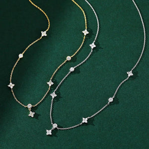 S925 Clover Necklace Four Leaf Choker Pendant Sterling Silver Women's Charm