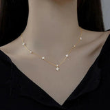 S925 Clover Necklace Four Leaf Choker Pendant Sterling Silver Women's Charm