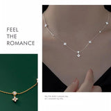 S925 Clover Necklace Four Leaf Choker Pendant Sterling Silver Women's Charm
