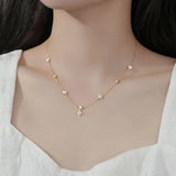 S925 Clover Necklace Four Leaf Choker Pendant Sterling Silver Women's Charm