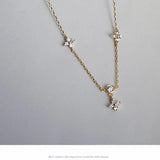 S925 Clover Necklace Four Leaf Choker Pendant Sterling Silver Women's Charm