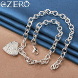 ALIZERO 925 Silver Heart Pendant Chain Necklace Wedding Jewelry Gift