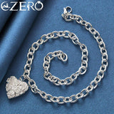 ALIZERO 925 Silver Heart Pendant Chain Necklace Wedding Jewelry Gift