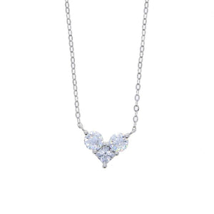 925 Sterling Silver Sparking Bling Cz Small Heart Necklace