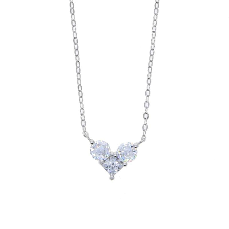 925 Sterling Silver Sparking Bling Cz Small Heart Necklace
