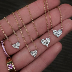 925 Sterling Silver Sparking Bling Cz Small Heart Necklace