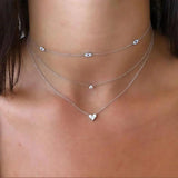 925 Sterling Silver Sparking Bling Cz Small Heart Necklace