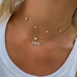 925 Sterling Silver Sparking Bling Cz Small Heart Necklace