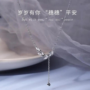 925 Silver Leaf Zircon Necklace Women's Fine Jewelry