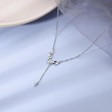 925 Silver Leaf Zircon Necklace Women's Fine Jewelry
