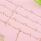 925 Silver Double Layer Bead Pendant Necklace Tassel Clavicle Chain
