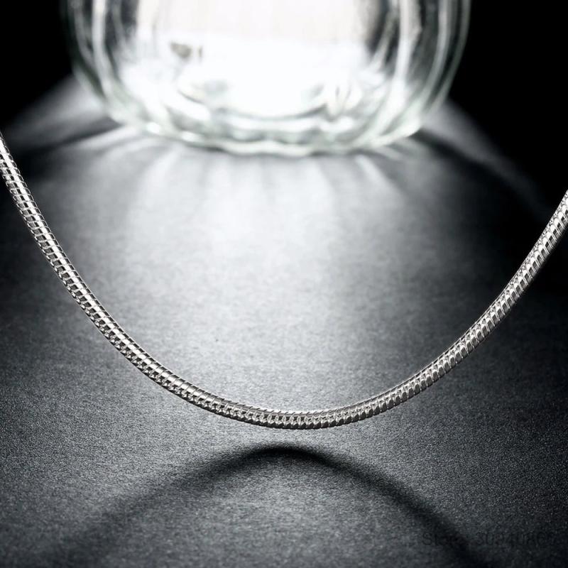 925 Silver 2mm Snake Chain Necklace Men Women