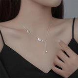 925 Silver Diamond Butterfly Necklace Tassel Chain
