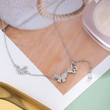 925 Silver Diamond Butterfly Necklace Tassel Chain