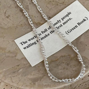 925 Silver Double Layer Bead Snake Chain Necklace for Women