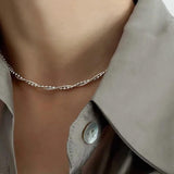 925 Silver Double Layer Bead Snake Chain Necklace for Women