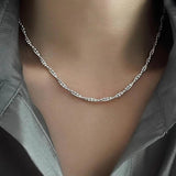 925 Silver Double Layer Bead Snake Chain Necklace for Women
