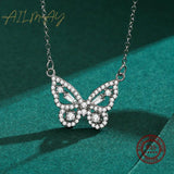 925 Silver Clear Cz Flying Butterfly Necklace for Women Girls