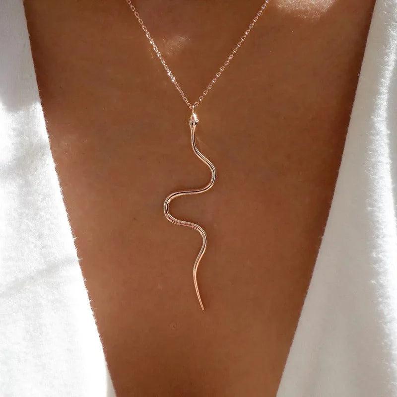 925 Silver Snake Necklace Retro Pendant Sweater Chain for Women