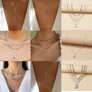 925 Silver Snake Necklace Retro Pendant Sweater Chain for Women