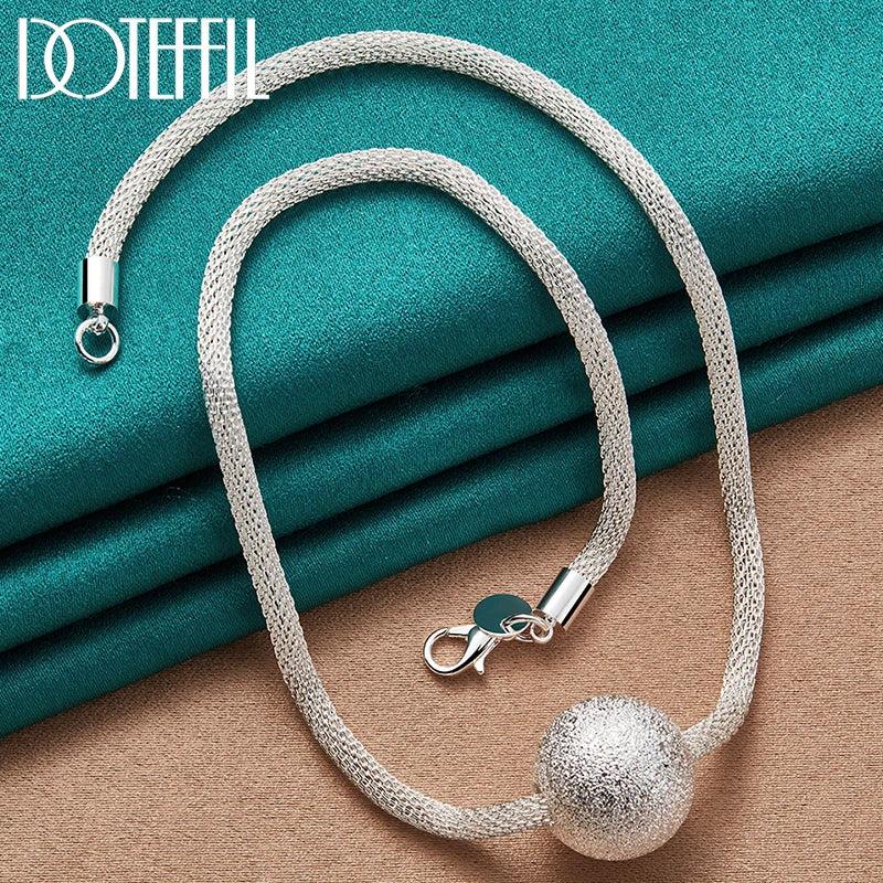 925 Silver 20mm Ball Bead Chain Necklace Wedding Jewelry