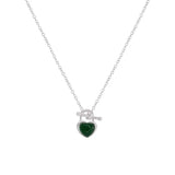 925 Silver Green Agate Heart Necklace for Women Gift