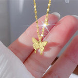 925 Silver Butterfly Necklace Zircon Pendant Women's Chain Jewelry