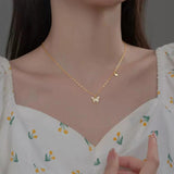925 Silver Butterfly Necklace Zircon Pendant Women's Chain Jewelry