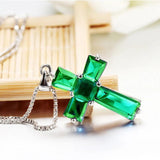Emerald Pendant S925 Silver Necklace Peridot Turquoise Jewelry Men Women