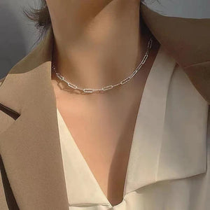925 Silver Necklace Geometric Shape Choker Birthday Gift