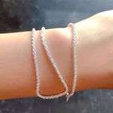 S925 Sterling Silver Necklace 2mm Sparkling Collarbone Sweater Chain