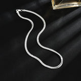 925 Sterling Silver 5mm Side Chain Necklace Women Men