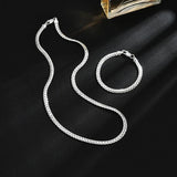 925 Sterling Silver 5mm Side Chain Necklace Women Men
