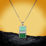 925 Silver Enamel Epoxy Emerald Green Geometric Ladies Necklace
