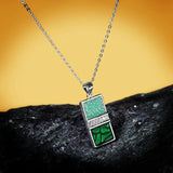 925 Silver Enamel Epoxy Emerald Green Geometric Ladies Necklace