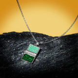 925 Silver Enamel Epoxy Emerald Green Geometric Ladies Necklace