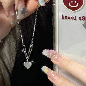925 Silver Heart Necklace Geometric Pendant Birthday Gift