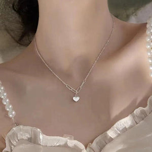 925 Silver Heart Necklace Geometric Pendant Birthday Gift