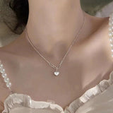 925 Silver Heart Necklace Geometric Pendant Birthday Gift