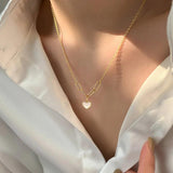 925 Silver Heart Necklace Geometric Pendant Birthday Gift