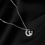 S925 Little Prince Moon Pendant Necklace Fine Jewelry