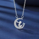 S925 Little Prince Moon Pendant Necklace Fine Jewelry