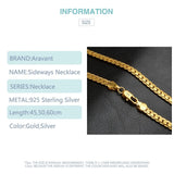 925 Silver 18K Sideways Necklace Chains for Men Women