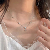 925 Silver Zirconia Necklace Geometric Shape Pendant Birthday Gift Women