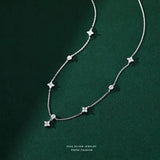 925 Silver Zirconia Necklace Geometric Shape Pendant Birthday Gift Women