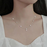 925 Silver Zirconia Necklace Geometric Shape Pendant Birthday Gift Women