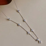 925 Silver Zirconia Necklace Geometric Shape Pendant Birthday Gift Women