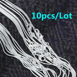10pcs 925 Sterling Silver 1MM Snake Chain Necklace for Women Man