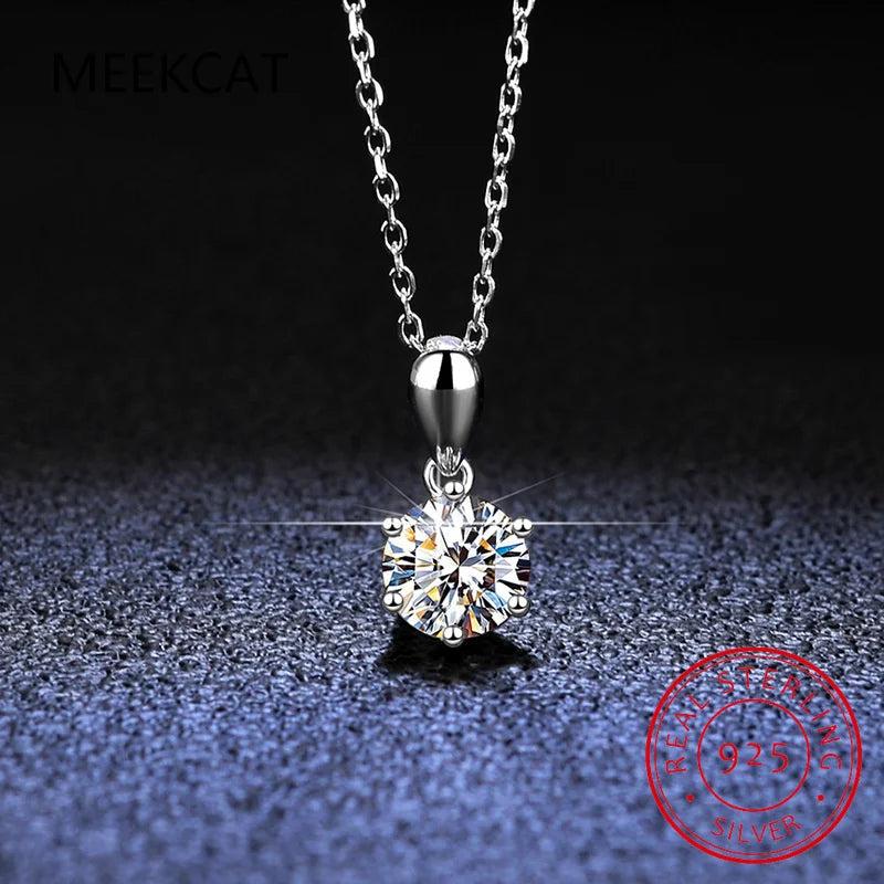 Moissanite Diamond Wedding Pendant Necklace 925 Sterling Silver