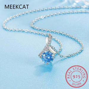 3.1ct Topaz Silver Fish Tail Pendant Necklace Gemstone Statement Jewelry